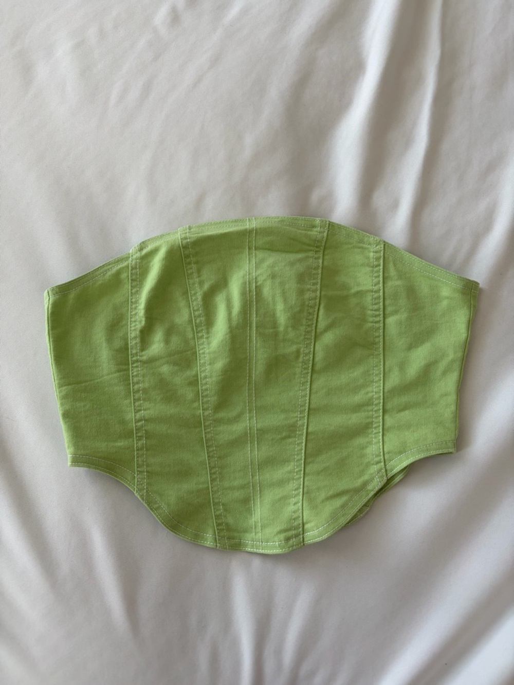 Green Strapless Corset Crop Top